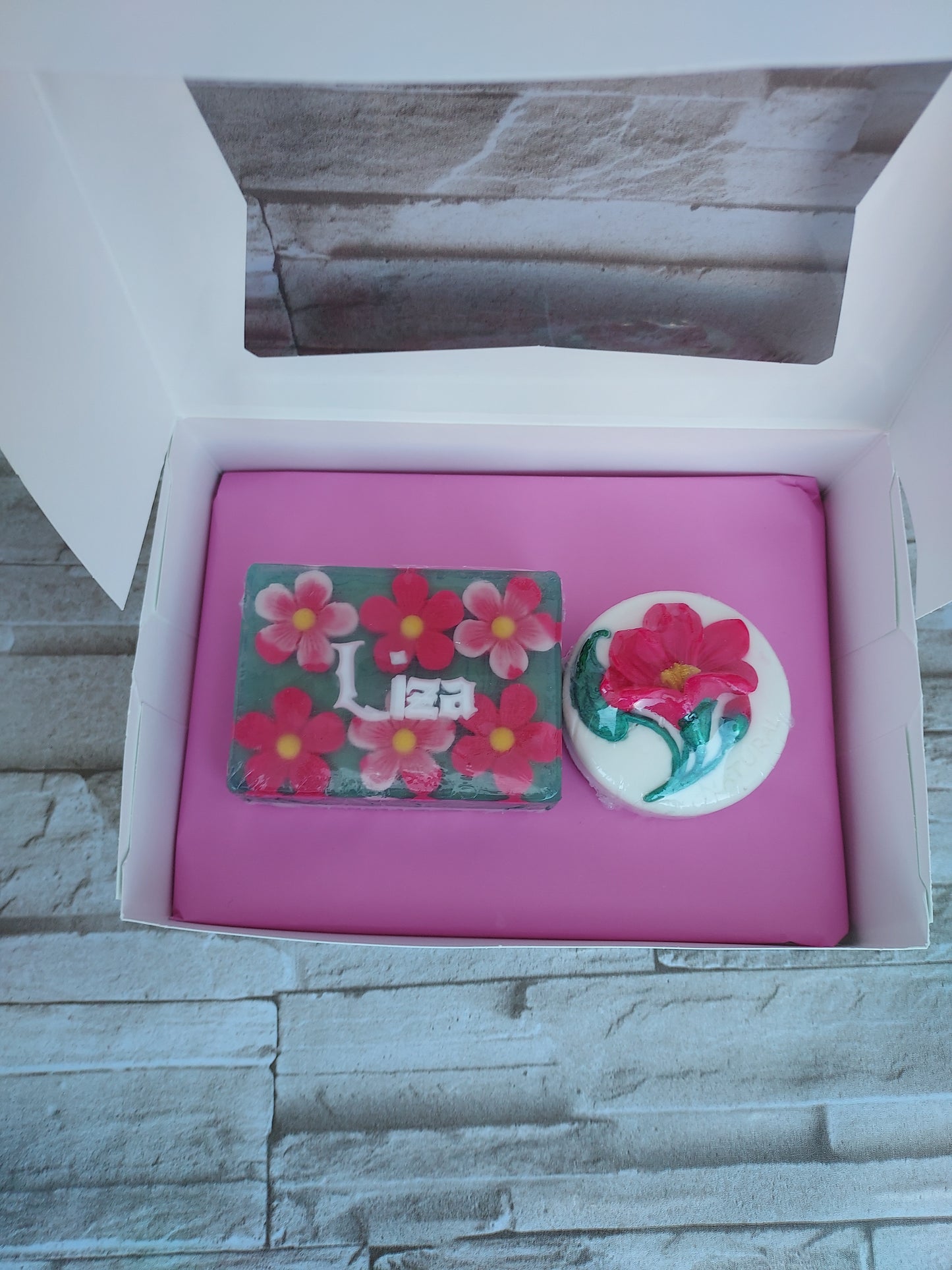 Custom Name Soap Gift Set with Magnolia Flower Soap