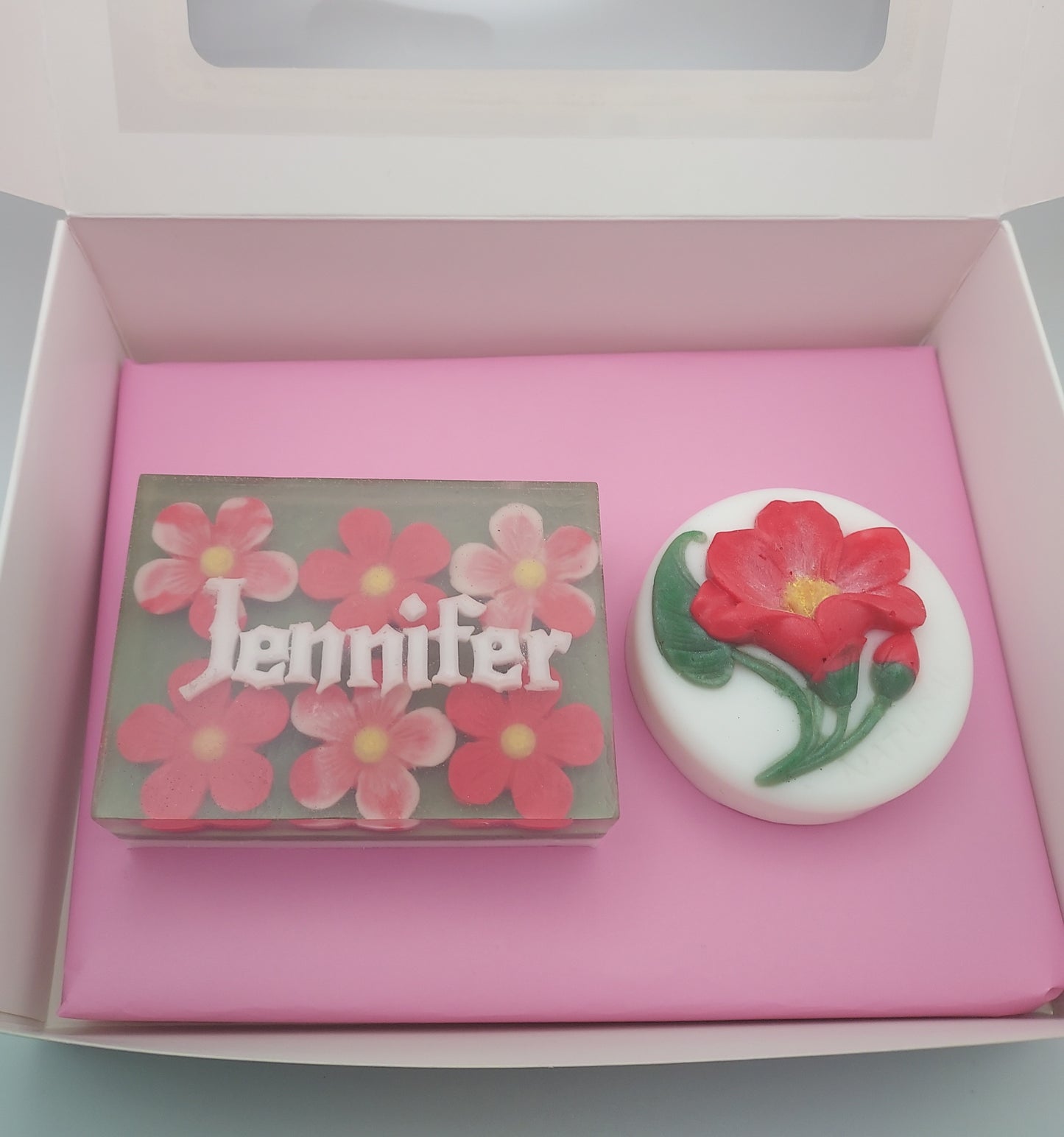 Custom Name Soap Gift Set with Magnolia Flower Soap