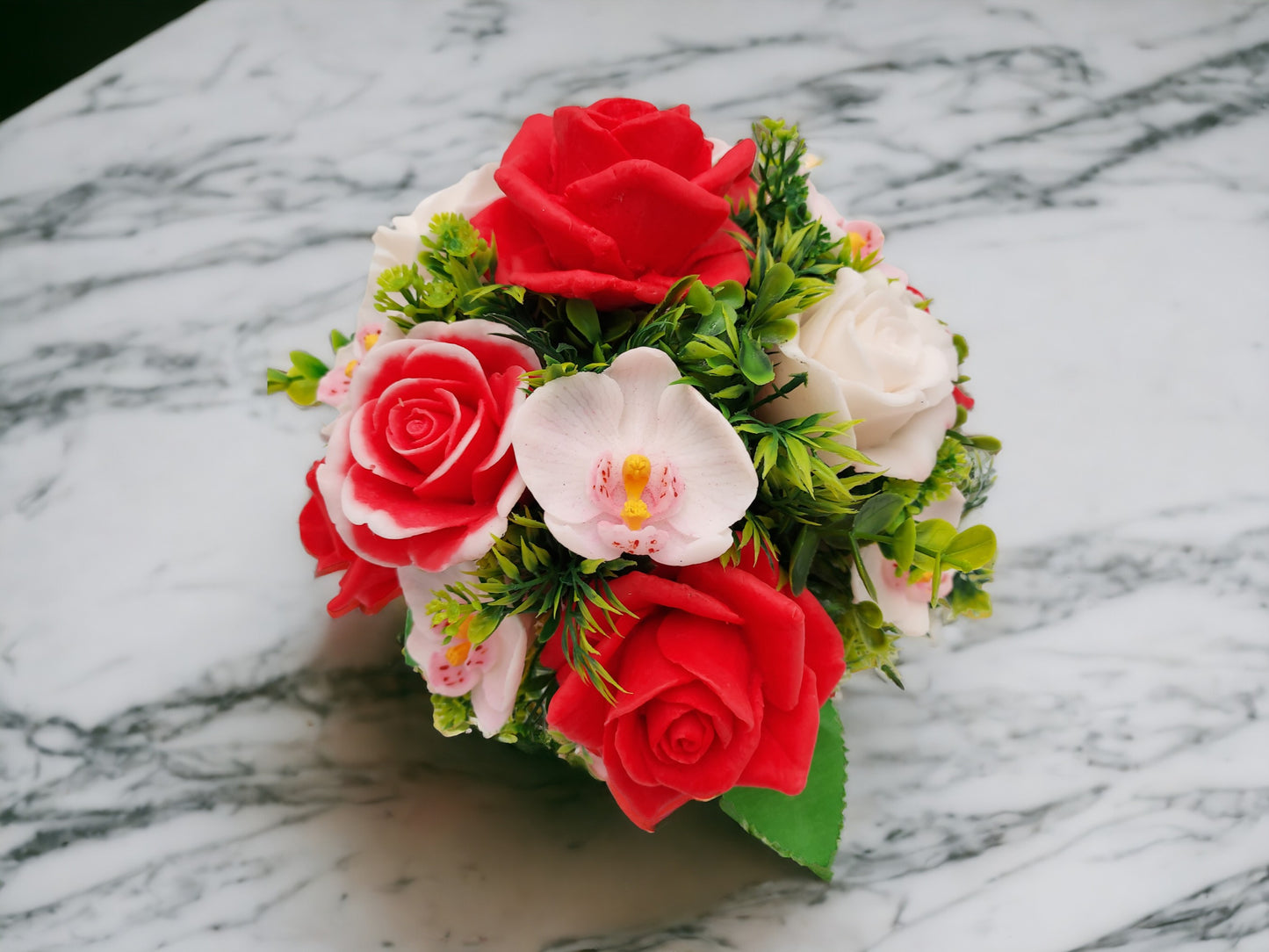 Red Roses and Orchid Soap Bouquet