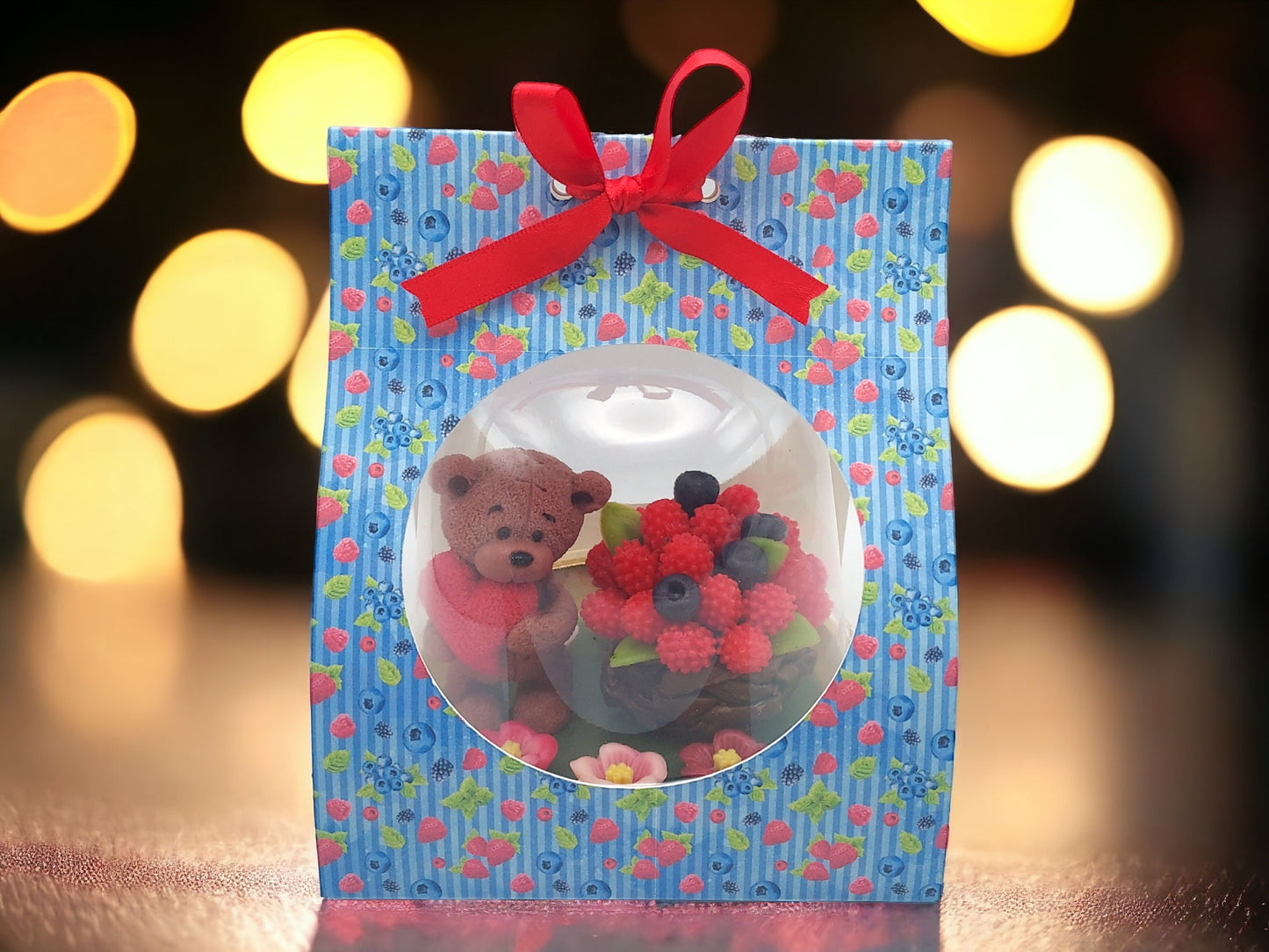 Soap Bear with Heart and Berry Bucket