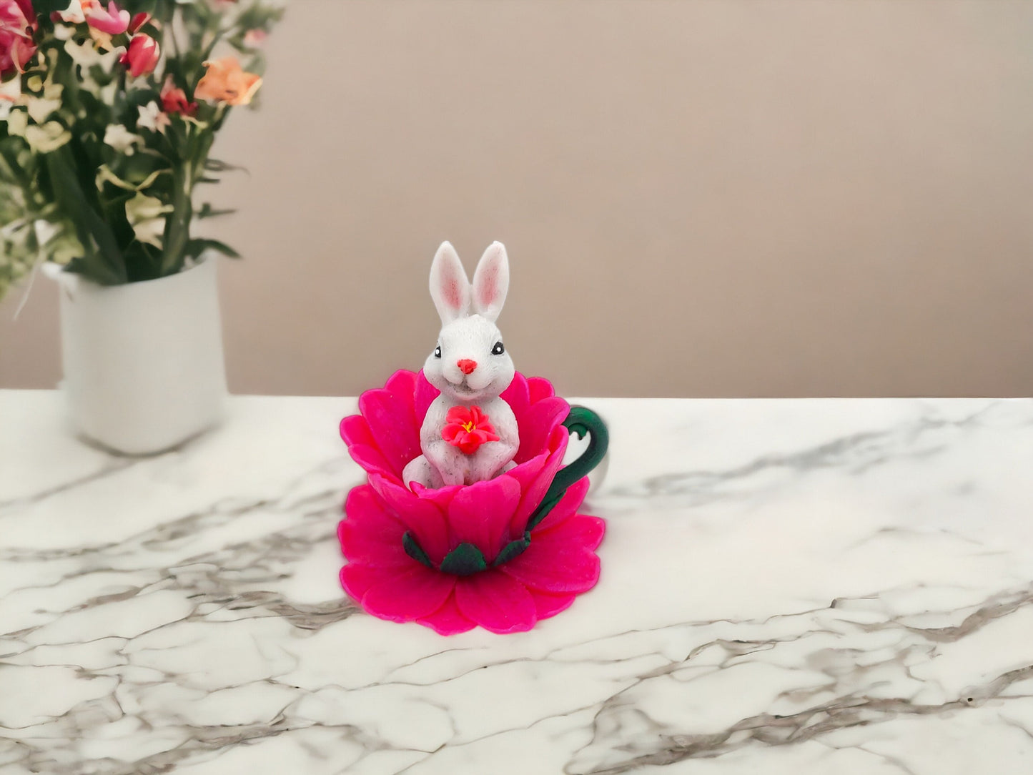 Soap Bunny in Flower Teacup