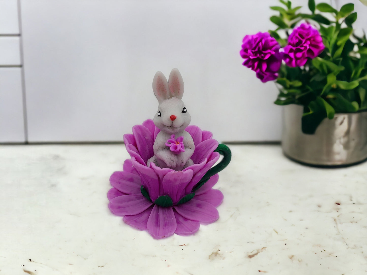 Soap Bunny in Flower Teacup