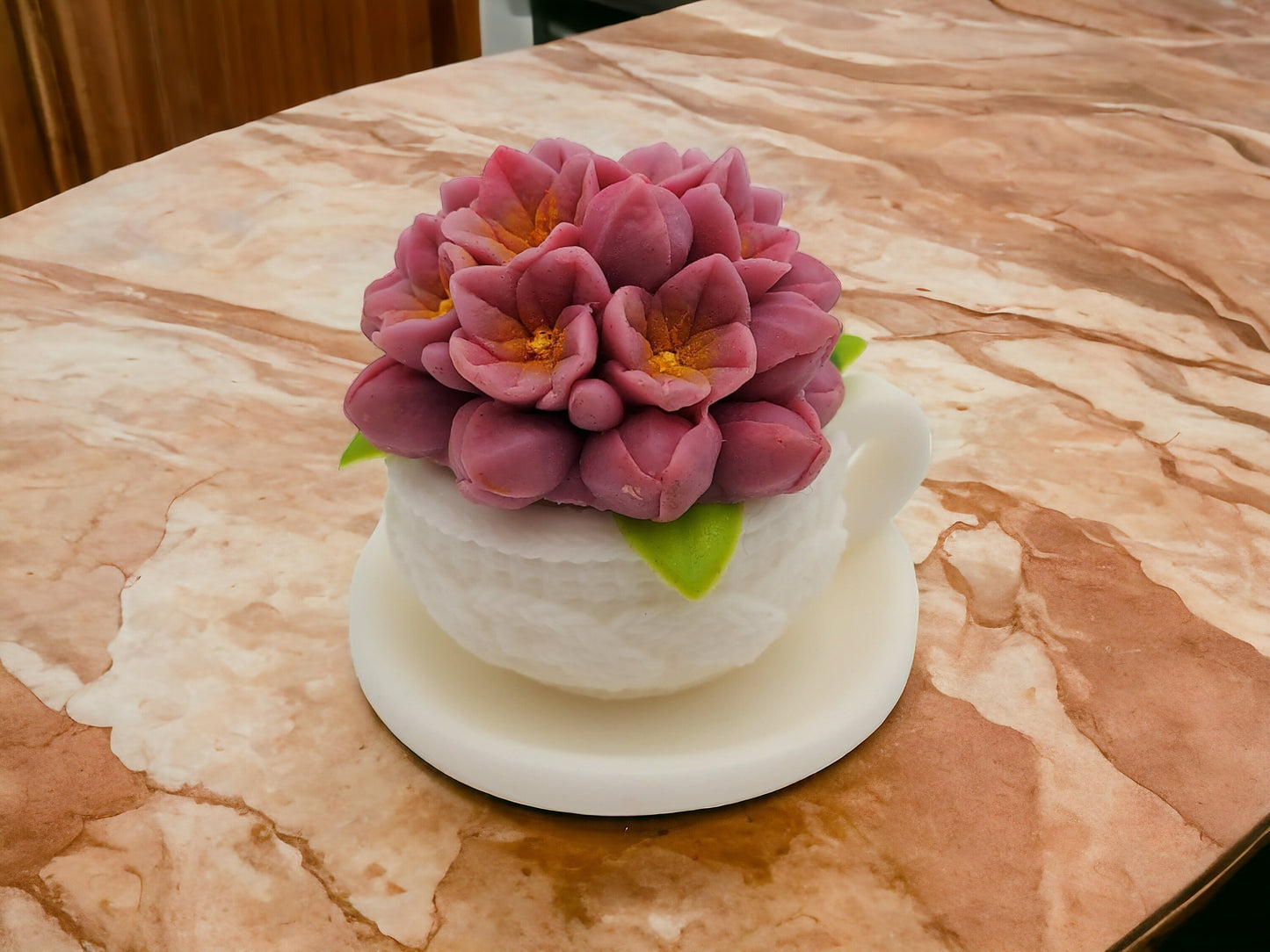 Soap Teacup with Hydrangea Flowers