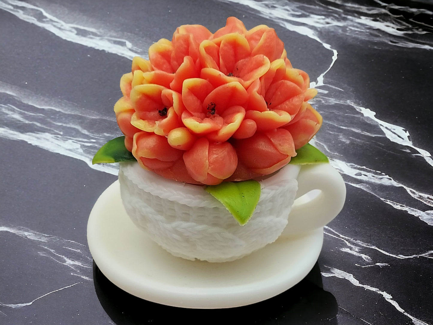 Soap Teacup with Hydrangea Flowers