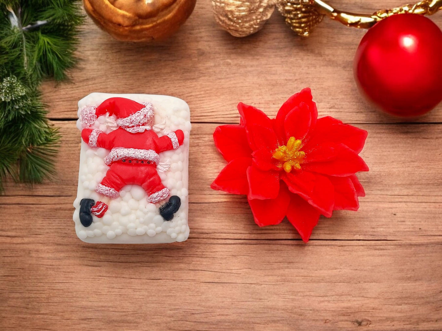 Funny Christmas Soaps– Santa Flat Out in Snow & Christmas Tree