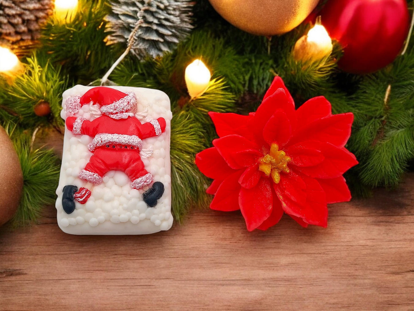 Funny Christmas Soaps– Santa Flat Out in Snow & Christmas Tree