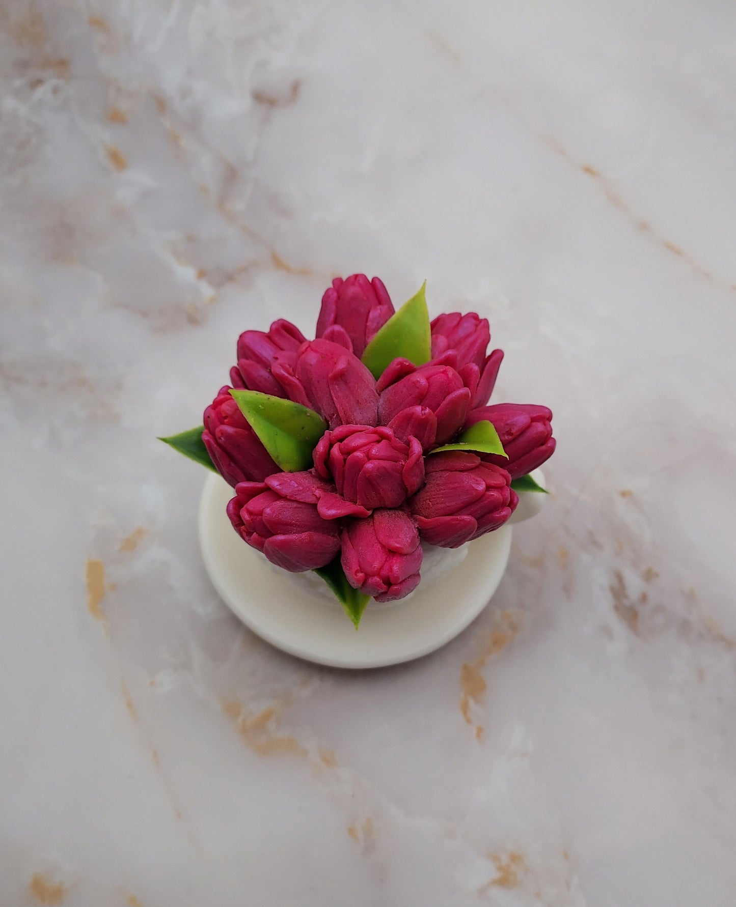 Soap Teacup with Tulip Flowers