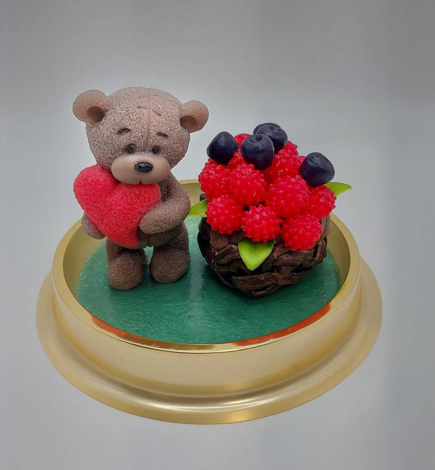 Soap Bear with Heart and Berry Bucket