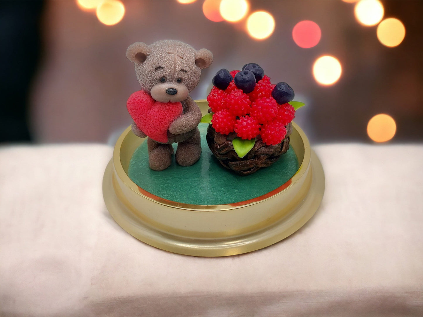 Soap Bear with Heart and Berry Bucket